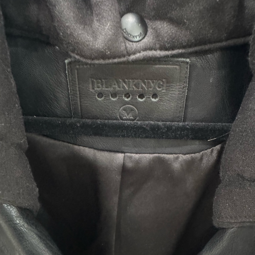 BLANK NYC Black Faux Leather Jacket with removable hood - Picture 3 of 4